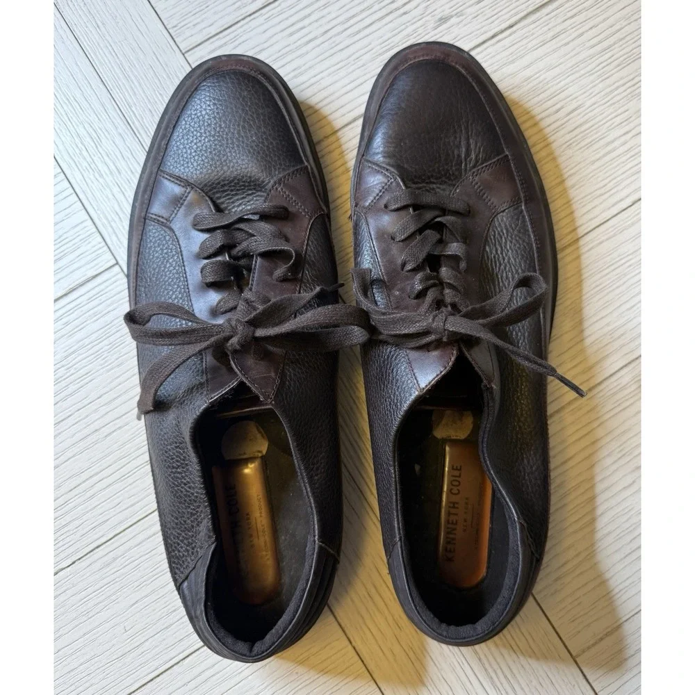 KENNETH COLE Mens Dark Brown Leather CANNAN ABEO Lace Up Casual Comfort Shoes 13